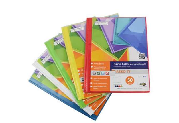 Immagine di Portalistini personalizzabili Asso TI - 50 buste - 22 x 30 cm - colori assortiti - Sei Rota