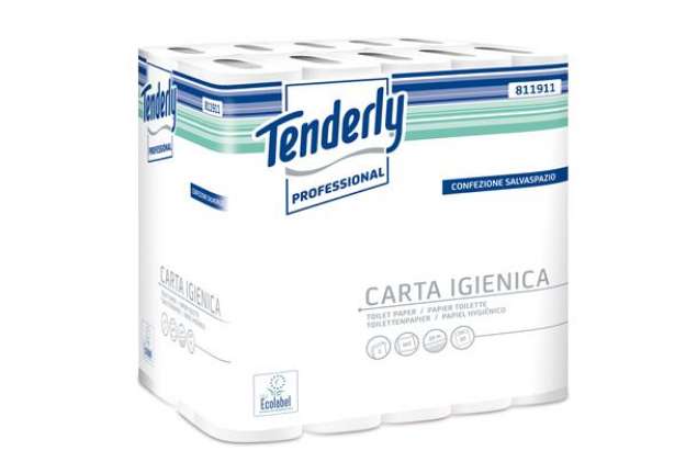 Immagine di Carta igienica salvaspazio Tenderly - 160 strappi - diametro 9,9 cm - 9,3 cm x 20 mt - Tenderly Prof