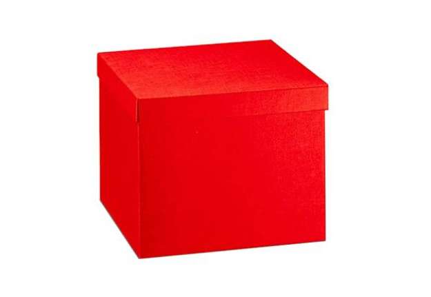 Immagine di Scatola con coperchio - 30x30x24 cm - seta rosso - Scotton