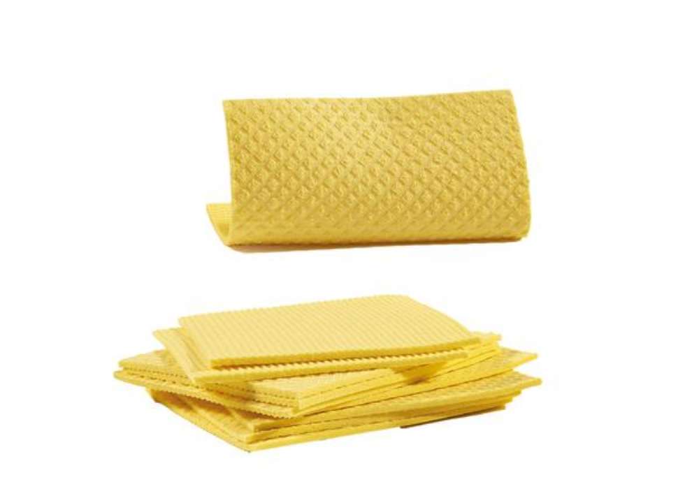 Immagine di Pannospugna Aquos - 18 x 20 cm - giallo - PerfettoFactory - conf. 10 pezzi
