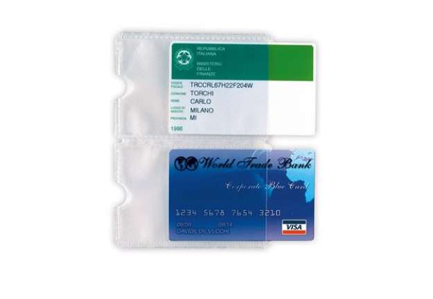 Immagine di Busta porta card - 5,8x8,7 cm - 2 tasche - trasparente - Sei Rota