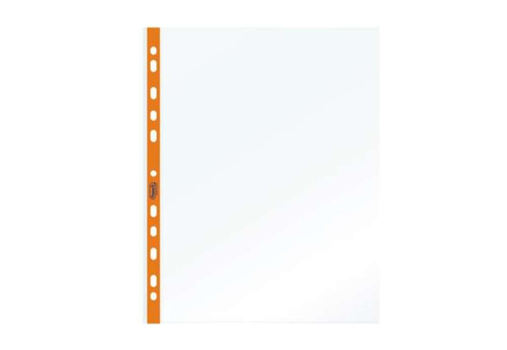 Immagine di Buste forate - PPL - con banda arancio neon - liscia - 22 x 30 cm - Favorit - conf. 25 pezzi