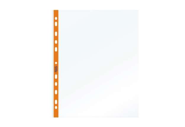 Immagine di Buste forate - PPL - con banda arancio neon - liscia - 22 x 30 cm - Favorit - conf. 25 pezzi