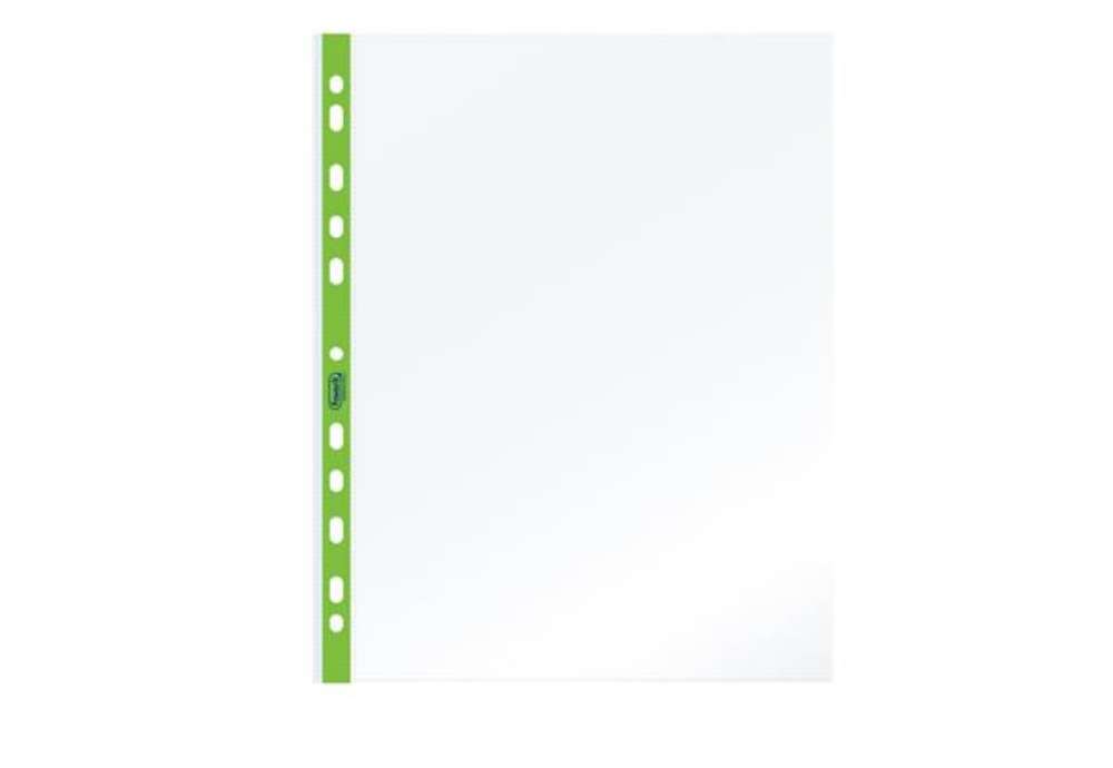 Immagine di Buste forate - PPL - con banda verde neon - liscia - 22 x 30 cm - Favorit - conf. 25 pezzi