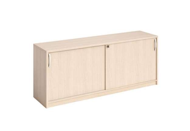 Immagine di Mobile Agorà - basso - con ante scorrevoli - 185 x 46 x 73 cm - rovere