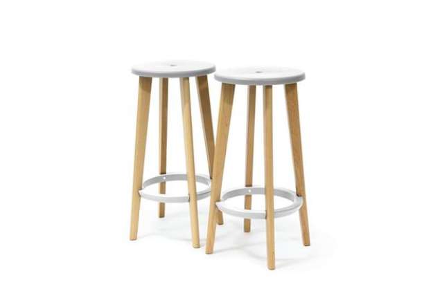 Immagine di Sgabello Woody - bianco - Paperflow - set 2 pezzi