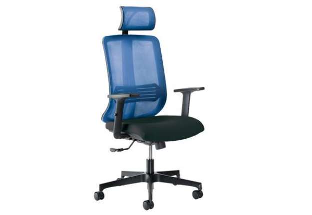 Immagine di Poltrona semidirezionale Vertigo VRAPG - con braccioli regolabili e poggiatesta - nero/blu - Unisit