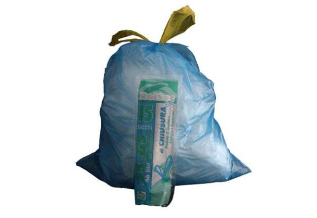 Immagine di Sacchi - 55 x 65 cm - 44 L - 16 micron - con maniglie - azzurro - Rolsac - conf. 15 pezzi