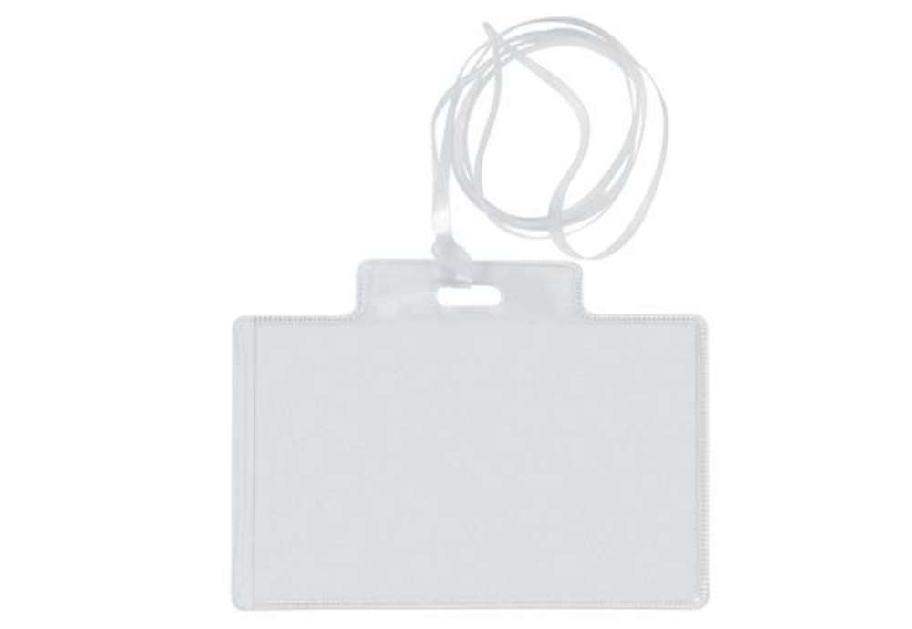 Immagine di Portanome Pass 3EC - con cordoncino trasparente - 9,5 x 6 cm - PVC - Sei Rota - conf. 10 pezzi