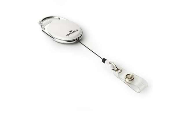 Immagine di Chiocciola YO-YO Style per portabadge - bianco - filo retrattile 80 cm - Durable - conf. 10 pezzi