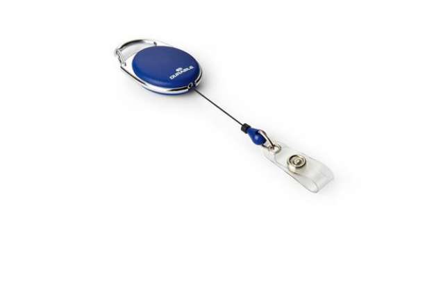 Immagine di Chiocciola YO-YO Style per portabadge - blu - filo retrattile 80 cm - Durable - conf. 10 pezzi