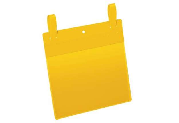 Immagine di Buste identificative - con fascette di aggancio - A5 orizzontali - giallo - Durable - conf. 50 pezzi