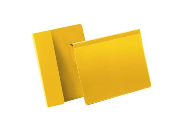 Immagine di Buste identificative - con aletta pieghevole - A5 orizzontale - giallo - Durable - conf. 50 pezzi