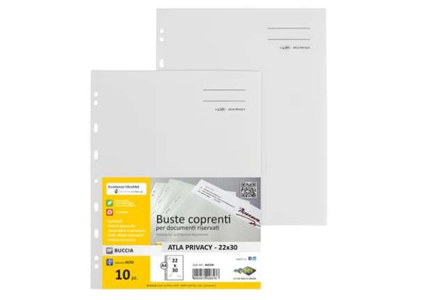 Immagine di Buste con foratura universale Atla Privacy - per documenti riservati - 22 x 30 cm - bianco - Sei Rot