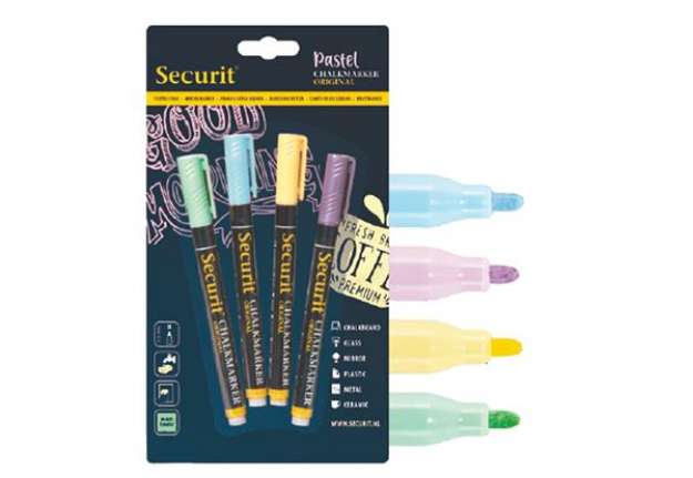 Immagine di Marcatore a gesso liquido - punta fine da 1,00 - 2,00 mm - colori assortiti pastello - Securit - bli
