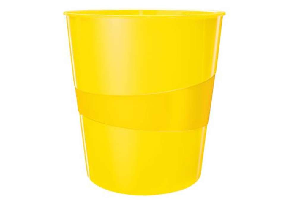 Immagine di Cestino gettacarte WOW - altezza 32,4 cm - diametro 29 cm - 15 L - giallo - Leitz