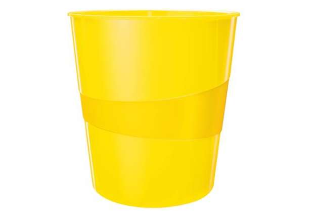 Immagine di Cestino gettacarte WOW - altezza 32,4 cm - diametro 29 cm - 15 L - giallo - Leitz