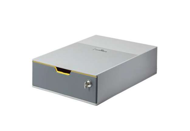 Immagine di Cassettiera un cassetto colorato varicolor - grigio safe - 8cm - serratura con chiave - Durable