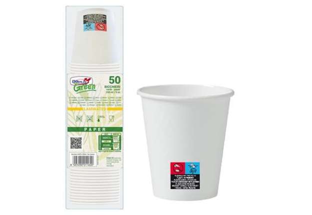 Immagine di Bicchieri in carta - 250 ml - con marcatura S.U.P - Dopla - conf. 50 pezzi