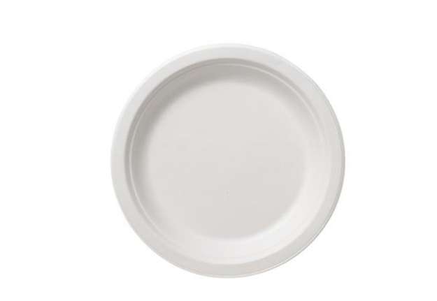Immagine di Piatto piano monouso Bio - rotondo - diametro 18 cm - cellulosa/canna da zucchero - bianco - Leone -