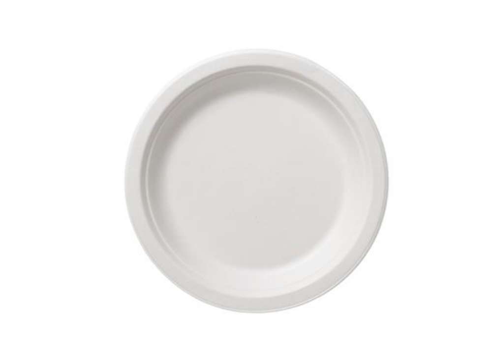 Immagine di Piatti piano monouso Bio - rotondo - diametro 26 cm - cellulosa/canna da zucchero - bianco - Leone -