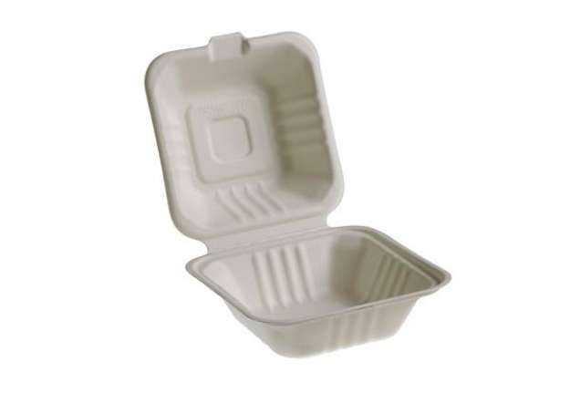 Immagine di Vaschette Hamburger box Take Away Bio - 15 x 15 cm - Leone - conf. 50 pezzi