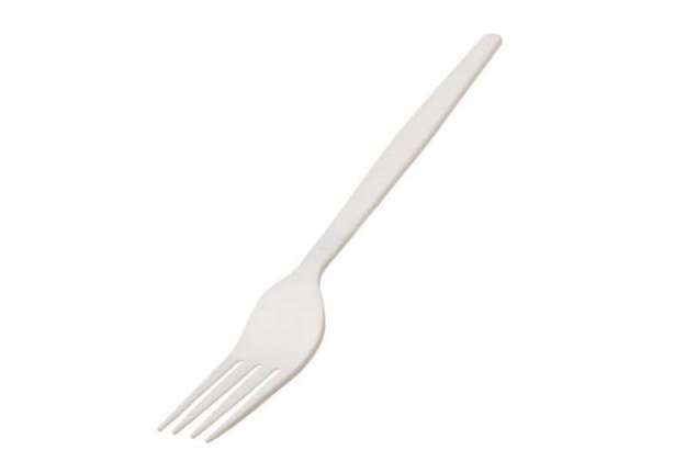 Immagine di Forchetta monouso in CPLA - 16 cm - bianco - Leone - conf. 50 pezzi