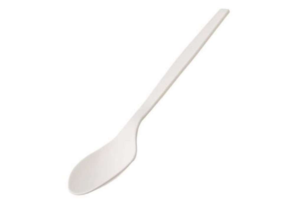 Immagine di Cucchiaio monouso in CPLA - 16 cm - bianco - Leone - conf. 50 pezzi