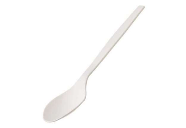 Immagine di Cucchiaio monouso in CPLA - 16 cm - bianco - Leone - conf. 50 pezzi
