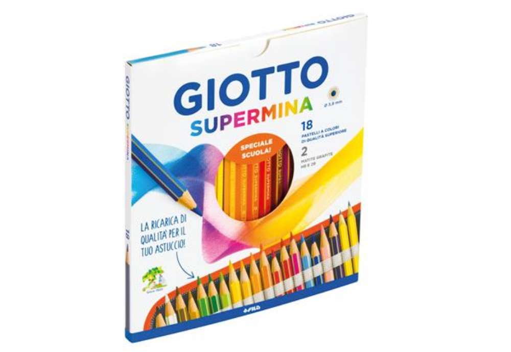 Immagine di Pastello Supermina - mina 4 mm - colori assortiti - Giotto - astuccio 18 pezzi