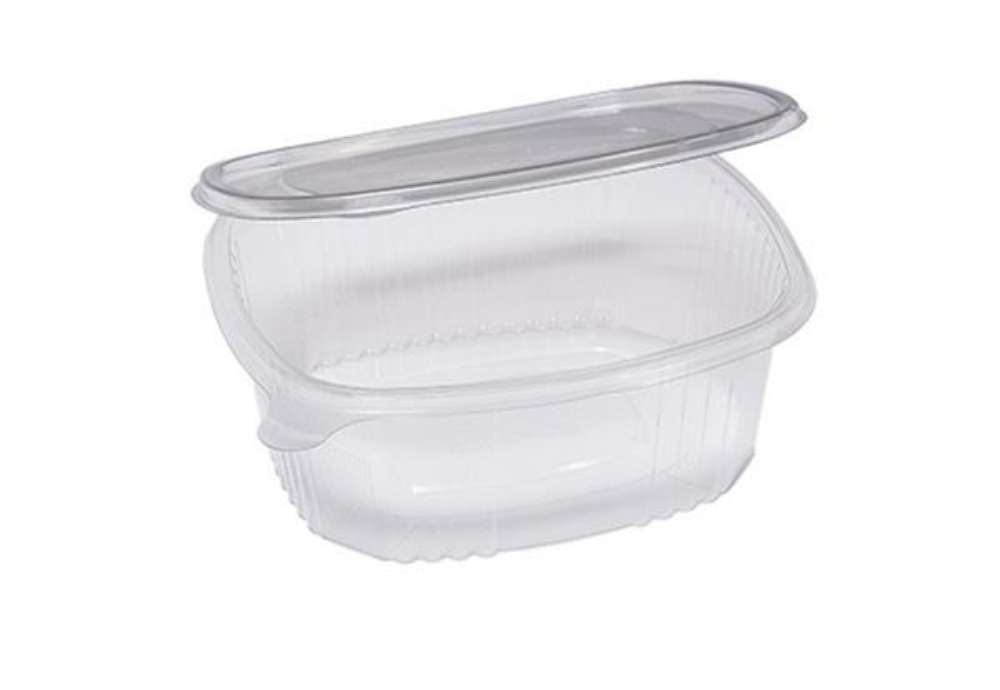 Immagine di Contenitori ovali in PET - con coperchio incernierato - 22,5 x 19,2 x 7,7 cm - Europack - conf. 50 p