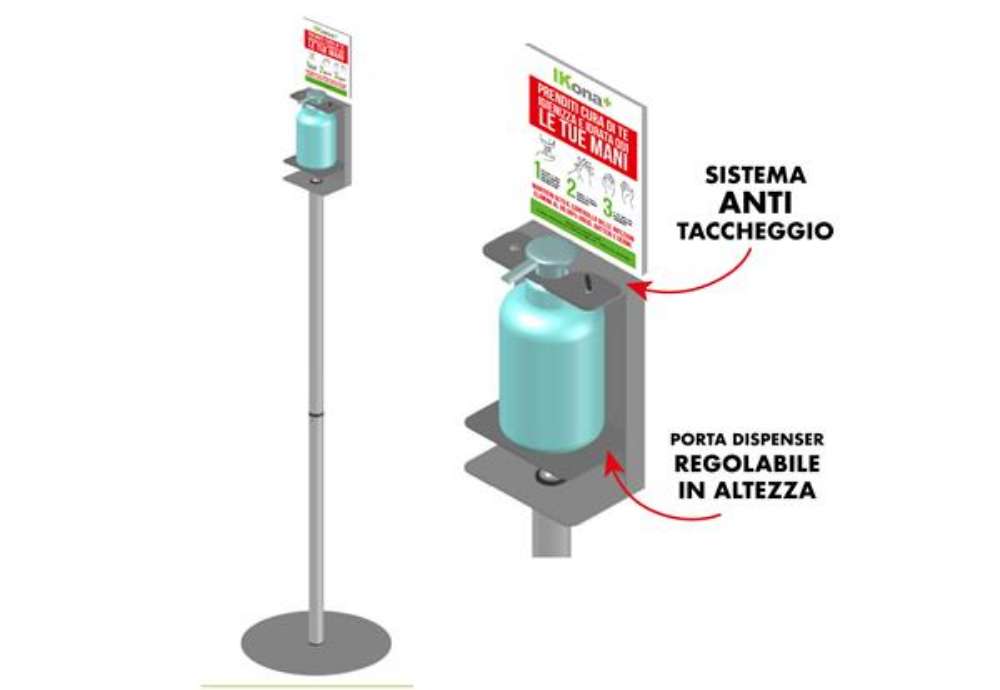Immagine di Piantana da terra - con supporto - per dispenser regolabile - 140 cm - CWR