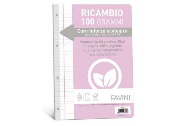 Immagine di Ricambi c/rinforzo ecologico - A4 - 100 gr - 40 fg - rigo di 1a - Favini
