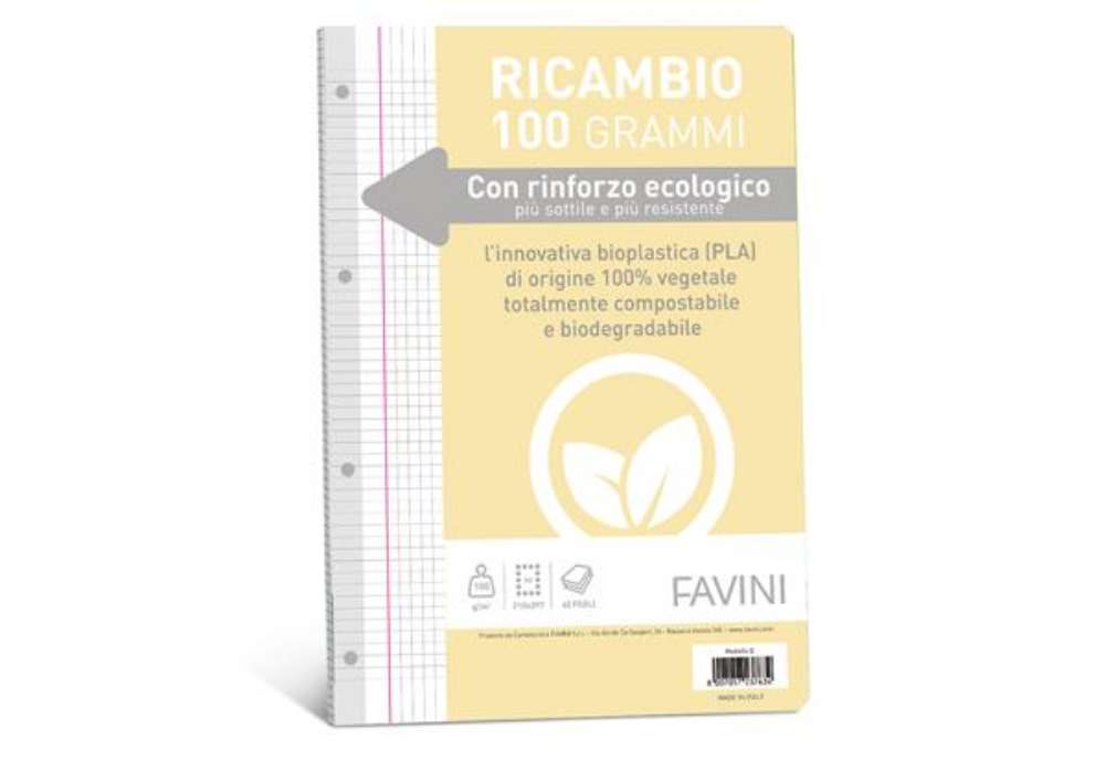 Immagine di Ricambi forati riforzati ecologico - A4 - 5mm c/margine - 100gr -Favini - conf. 40 pezzi