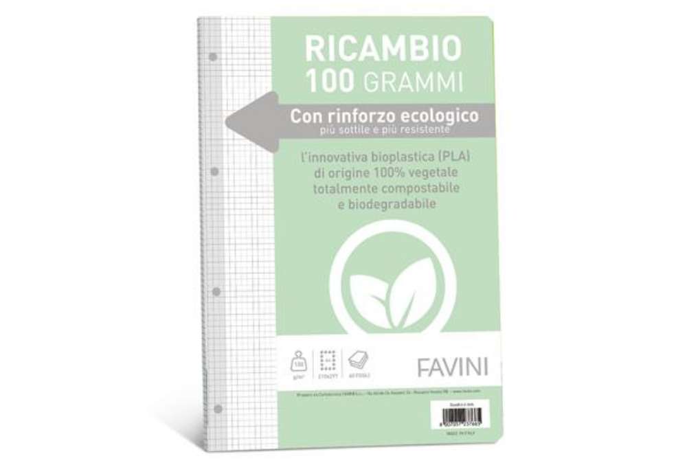 Immagine di Ricambi forati riforzati ecologico - A4 - 4mm - 100 gr - Favini - conf. 40 pezzi