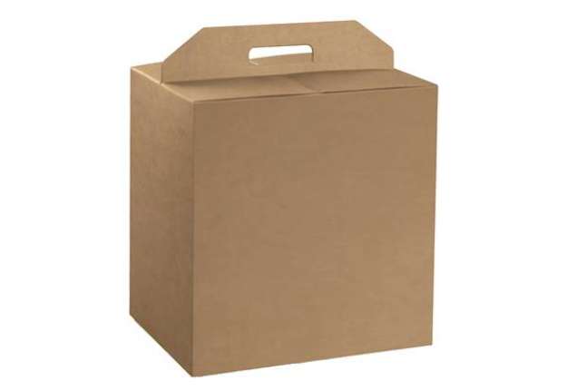 Immagine di Scatola panettone + bottiglia - liscio - 33 x 25 x 35 cm - avana - Scotton