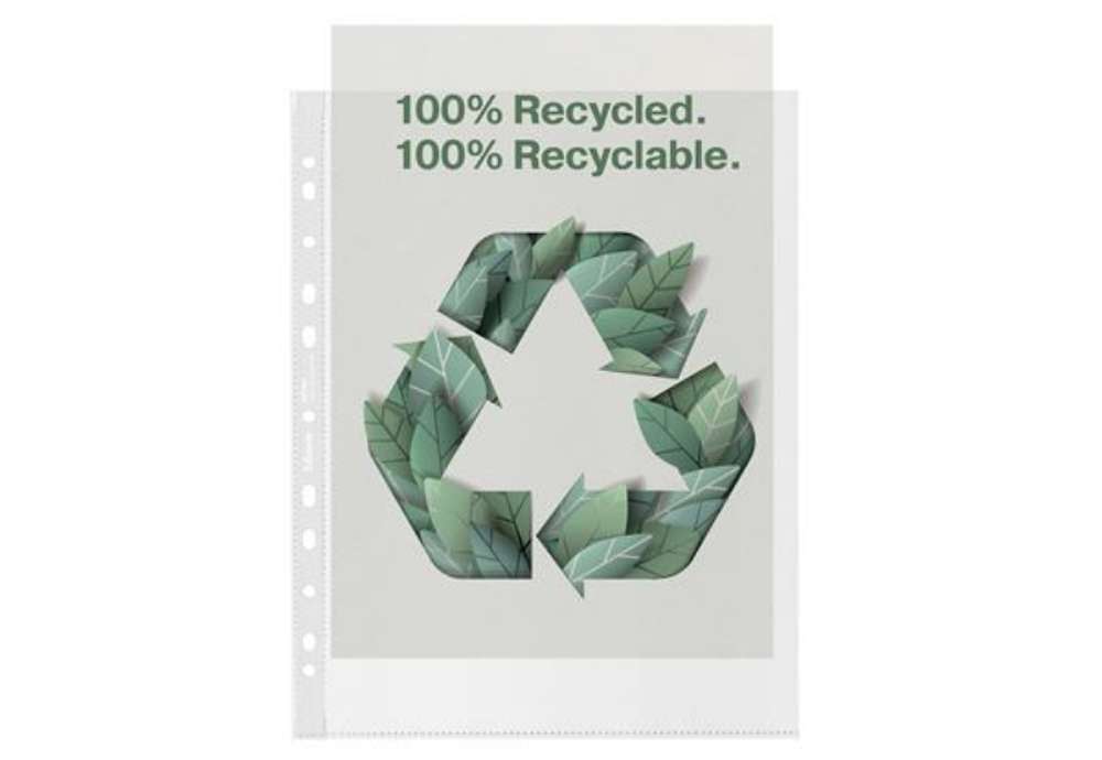 Immagine di Buste perforate De Luxe riciclate 100% - antiriflesso - f.to 22 x 30 cm - Esselte - conf. 50 pezzi