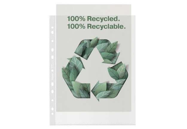 Immagine di Buste perforate De Luxe riciclate 100% - antiriflesso - f.to 22 x 30 cm - Esselte - conf. 50 pezzi