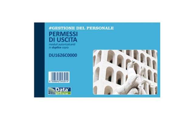 Immagine di Blocco permessi di uscita - 50/50 copie autoricalcanti - 10 x 16,8 cm - DU1626C0000 - Data Ufficio