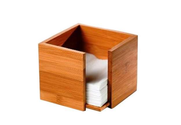 Immagine di Portatovaglioli - in bamboo - 19 x 19 x 10 cm - colore naturale - Leone