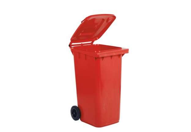 Immagine di Bidone carrellato per raccolta differenziata - 240 L - rosso - Mobil Plastic