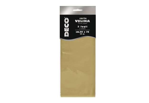 Immagine di Carta velina metallizzata - 20 gr - 50x76 cm - oro - DECO - busta 5 fogli