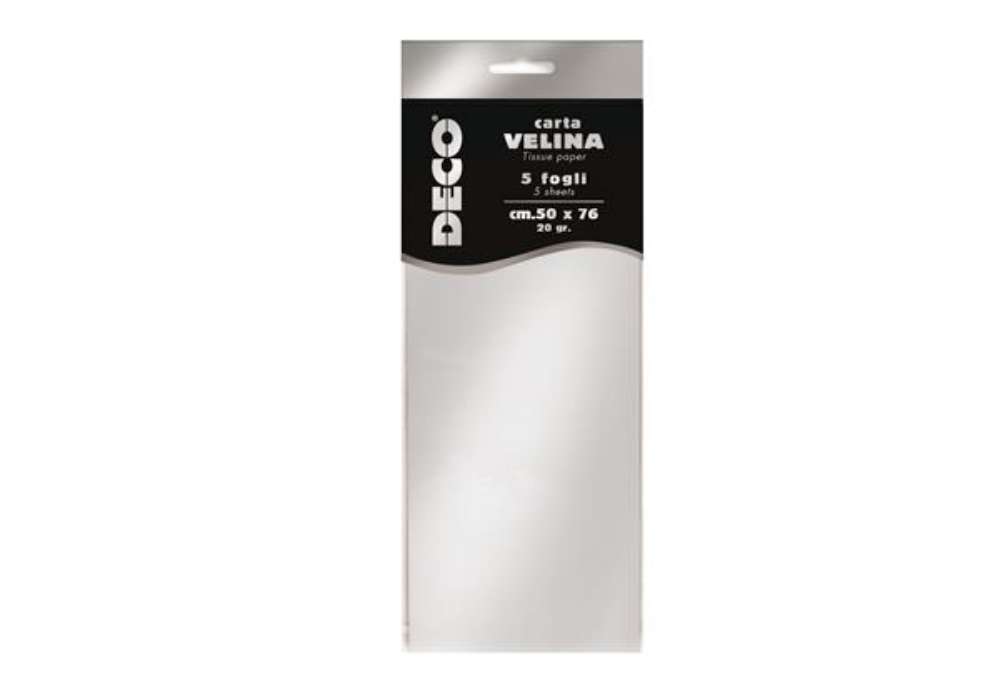 Immagine di Carta velina - 50 x 76 cm - 20 gr - argento metal - Deco - busta 5 fogli