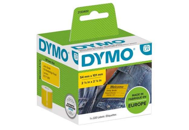 Immagine di Rotolo 220 etichette per Dymo LabelWriter - spedizione/badge - 54x101 mm - giallo - Dymo