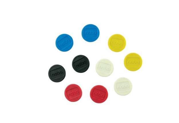 Immagine di Magneti - diametro 2,4 cm - colori assortiti - Nobo - conf. 10 pezzi