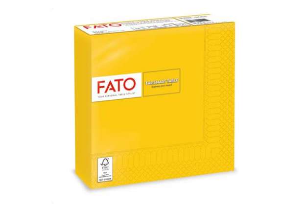 Immagine di Tovagliolo - carta - 33 x 33 cm - 2 veli - giallo - Fato - conf. 50 pezzi
