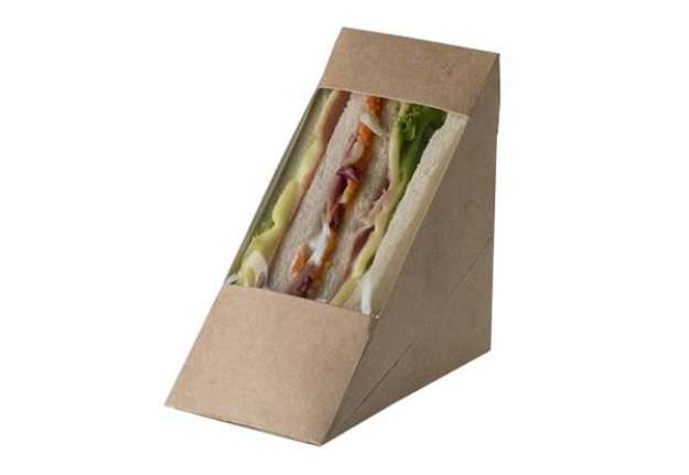 Immagine di Scatole per sandwich Street Food in carta kraft - 12,3 x 7,2 x 12,3 cm - Leone - conf. 100 pezzi