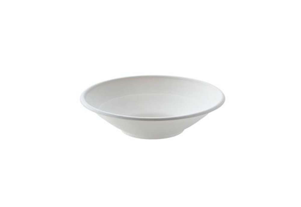 Immagine di Piatto fondo monouso bio - rotondo - diametro 19,5 cm - 500 ml - cellulosa/canna da zucchero - bianc