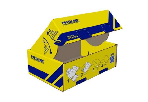 Immagine di Scatola spedizioni Postal Box - M - 36 x 24 x 12 cm - giallo/blu - Blasetti