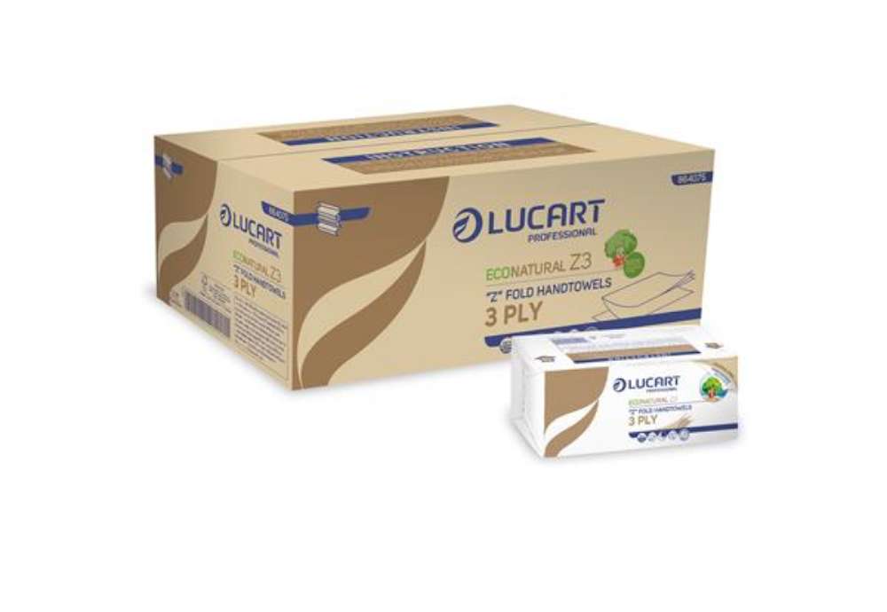 Immagine di Asciugamani piegati a Z EcoNatural Plastic Free - Lucart - pacco da 198 pezzi